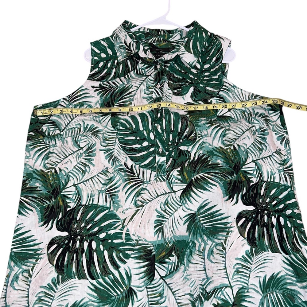Tahari Tropical Green Leaf Print Blouse - Picture 4 of 5